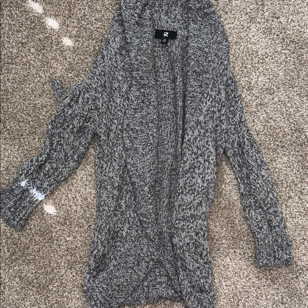 Iz Byer Black and White Knit Cardigan